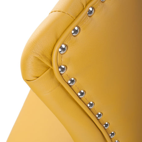 Yellow-Classic-Leather-Bar-Stool-Chrome-Studded-With-Adjustable-Stainless-Steel-Base-Set-of-2