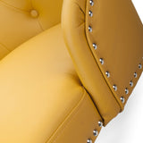 Yellow-Classic-Leather-Bar-Stool-Chrome-Studded-With-Adjustable-Stainless-Steel-Base-Set-of-2