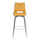 Yellow-Modern-Leather-Bar-Stool-Yellow-Lining-Stainless-Steel-Swivel-Base-Set-of-2