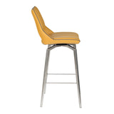 Yellow-Modern-Leather-Bar-Stool-Yellow-Lining-Stainless-Steel-Swivel-Base-Set-of-2