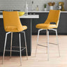 Yellow-Modern-Leather-Bar-Stool-Yellow-Lining-Stainless-Steel-Swivel-Base-Set-of-2