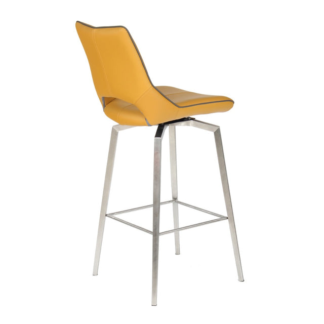 Yellow-Modern-Leather-Bar-Stool-Yellow-Lining-Stainless-Steel-Swivel-Base-Set-of-2