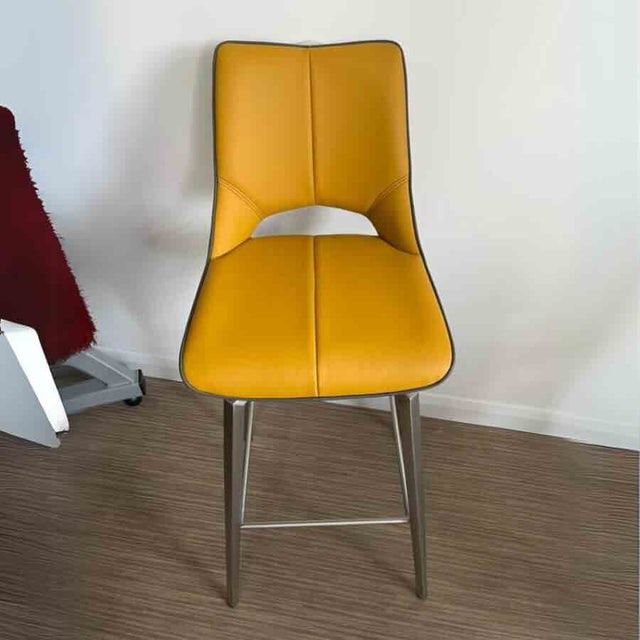 Yellow-Modern-Leather-Bar-Stool-Yellow-Lining-Stainless-Steel-Swivel-Base-Set-of-2