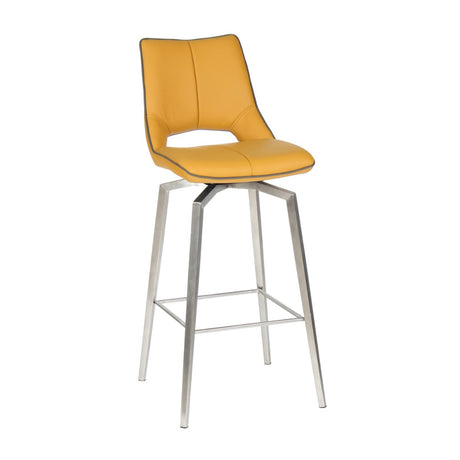 Yellow-Modern-Leather-Bar-Stool-Yellow-Lining-Stainless-Steel-Swivel-Base-Set-of-2