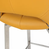 Yellow-Modern-Leather-Bar-Stool-Yellow-Lining-Stainless-Steel-Swivel-Base-Set-of-2