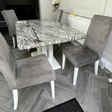 Modern-Rectangular-Grey-Marble-Dining-Table-set-And-4-Light-Grey-Linen-Dining-Chairs-150cm