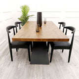 Beaconsfield Rectangular 180cm Pine Wood Dining Table Set And Westminster Black Leather Dining Chairs For 8