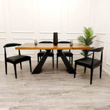 Beaconsfield Rectangular 180cm Pine Wood Dining Table Set And Westminster Black Leather Dining Chairs For 8