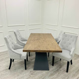 Rectangular-Solid-Pine-Wood-Dining-Table-And-Grey-Velvet-Dining-Chairs-For-8-With-Black-Knocker-180cm