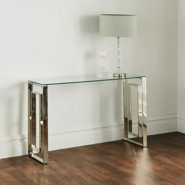 industrial-tempered-glass-hallway-console-table-with-chrome-metal-legs