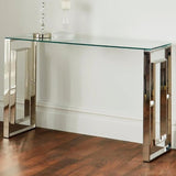 industrial-tempered-glass-hallway-console-table-with-chrome-metal-legs