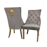 Harrogate 100cm Square White And Gold Glass Dining Table Set And 4 Teddington Velvet Dining Chairs