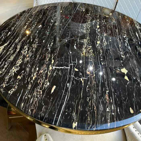 luxury-130cm-round-black-marble-dining-table-with-gold-legs-and-luxury-velvet-gold-dining-chairs-with-lion-knocker-4-seater-dining-table-set