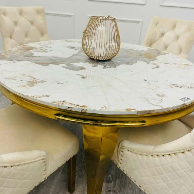 luxury-130cm-round-pandora-gold-marble-dining-table-with-gold-legs-and-luxury-velvet-gold-dining-chairs-with-lion-knocker-4-seater-kitchen-table-set