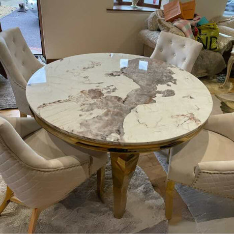 luxury-130cm-round-pandora-gold-marble-dining-table-with-gold-legs-and-luxury-velvet-gold-dining-chairs-with-lion-knocker-4-seater-kitchen-table-set