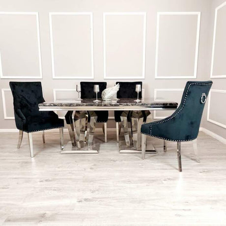 luxury-180cm-rectangular-black-marble-dining-table-and-black-velvet-chairs-with-chrome-knocker-dining-table-set-for-6-to-8