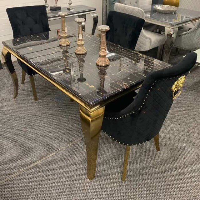 luxury-rectangular-black-and-gold-marble-dining-table-and-classic-black-velvet-gold-dining-chairs-with-lion-knocker-luxury-dining-table-set-for-6-to-8