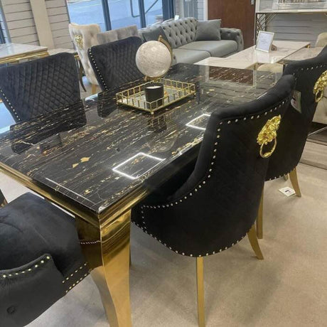 luxury-rectangular-black-and-gold-marble-dining-table-and-classic-black-velvet-gold-dining-chairs-with-lion-knocker-luxury-dining-table-set-for-6-to-8