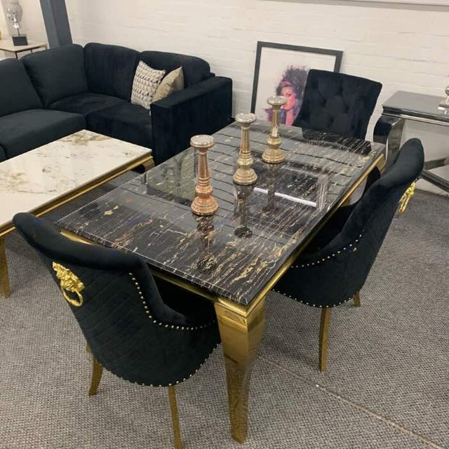 luxury-rectangular-black-and-gold-marble-dining-table-and-classic-black-velvet-gold-dining-chairs-with-lion-knocker-luxury-dining-table-set-for-6-to-8