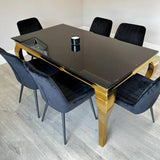 Luxurious-4-8-Seater-black-glass-dining-table-rectangular-tempered-glass-top-gold-stainless-steel-curved-legs