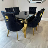 Luxurious-4-8-Seater-black-glass-dining-table-rectangular-tempered-glass-top-gold-stainless-steel-curved-legs