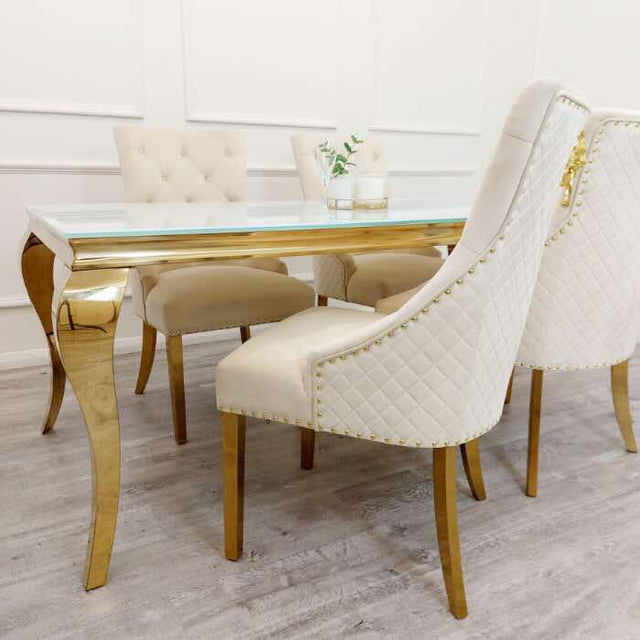 luxury-rectangular-glass-dining-table-with-gold-legs-and-luxury-velvet-gold-dining-chairs-with-lion-knocker-dining-table-set-for-4-to-8