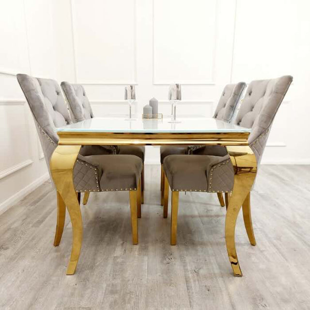 luxury-rectangular-glass-dining-table-with-gold-legs-and-luxury-velvet-gold-dining-chairs-with-lion-knocker-dining-table-set-for-4-to-8