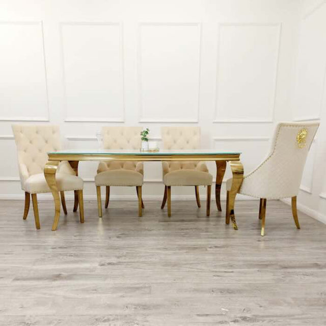 luxury-rectangular-glass-dining-table-with-gold-legs-and-luxury-velvet-gold-dining-chairs-with-lion-knocker-dining-table-set-for-4-to-8