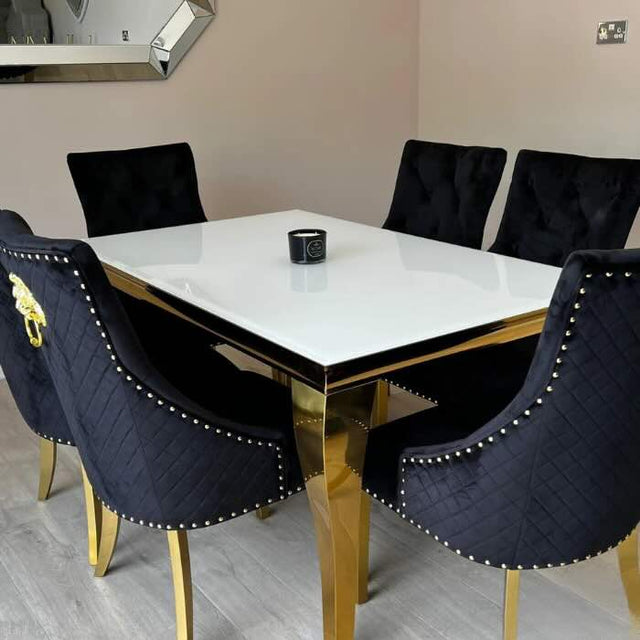 luxury-rectangular-glass-dining-table-with-gold-legs-and-luxury-velvet-gold-dining-chairs-with-lion-knocker-dining-table-set-for-4-to-8