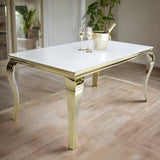 Luxurious-4-8-Seater-white-glass-dining-table-rectangular-tempered-glass-top-gold-stainless-steel-curved-legs