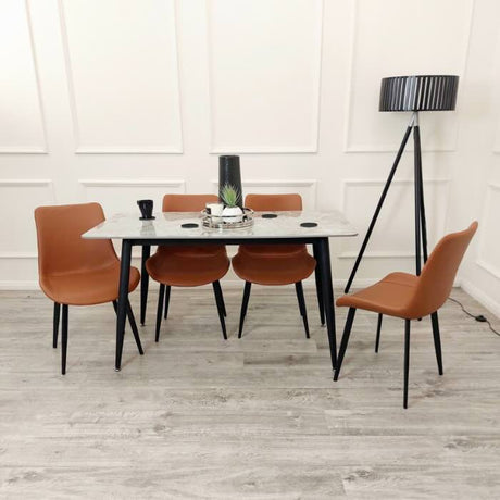 minimalist-140cm-rectangular-marble-dining-table-and-orange-leather-dining-chairs-modern-kitchen-table-set-for-6