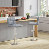 minimalist-durable-PU-grey-leather-bar-stool-with-chrome-metal-base