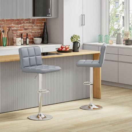 minimalist-durable-PU-grey-leather-bar-stool-with-chrome-metal-base