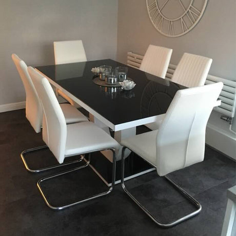 modern-black-tempered-glass-dining-table-with-high-gloss-tabletop-and-white-base