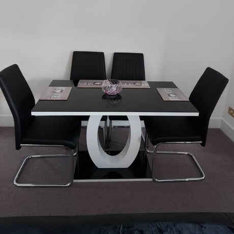 modern-black-tempered-glass-dining-table-with-high-gloss-tabletop-and-white-base