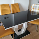 modern-black-tempered-glass-dining-table-with-high-gloss-tabletop-and-white-base