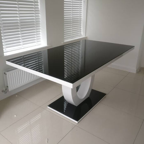 modern-black-tempered-glass-dining-table-with-high-gloss-tabletop-and-white-base