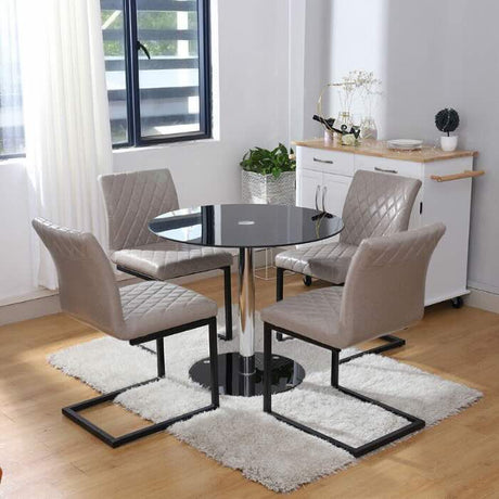 modern-black-round-glass-dining-table-90cm-with-chrome-metal-base