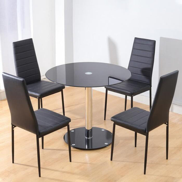 modern-black-round-glass-dining-table-90cm-with-chrome-metal-base