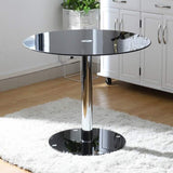 Malvern Modern 4 Seater Round Black Glass Dining Table 90cm With Chrome Base