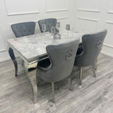    modern-grey-marble-dining-table-and-velvet-knocker-back-dining-chair-chrome-base-6-8-seater-kitchen-table-set