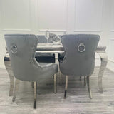    modern-grey-marble-dining-table-and-velvet-knocker-back-dining-chair-chrome-base-6-8-seater-kitchen-table-set