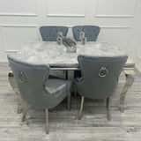    modern-grey-marble-dining-table-and-velvet-knocker-back-dining-chair-chrome-base-6-8-seater-kitchen-table-set