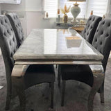 modern-rectangular-grey-marble-dining-table-and-high-back-velvet-dining-chairs-with-lion-knocker-modern-dining-table-set-for-6-to-8