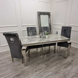 modern-rectangular-grey-marble-dining-table-with-stainless-steel-frame-and-velvet-dining-chairs-with-lion-knocker-dining-table-set-for-6-to-8