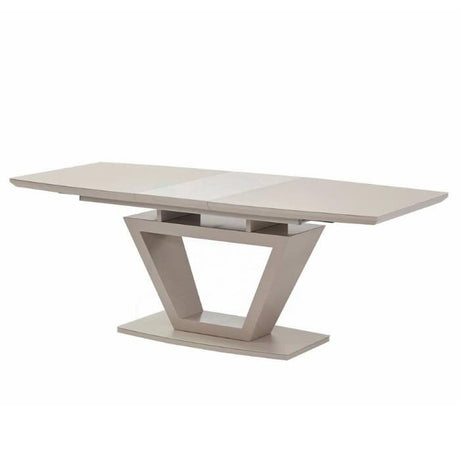 modern-rectangular-high-gloss-extending-dining-table-in-brown-with-stainless-steel-base-160cm