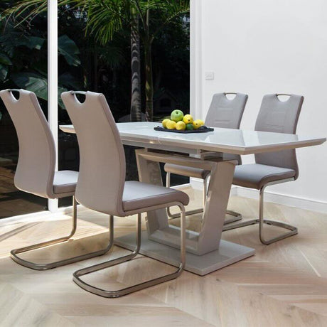 modern-rectangular-high-gloss-extending-dining-table-in-brown-with-stainless-steel-base-160cm