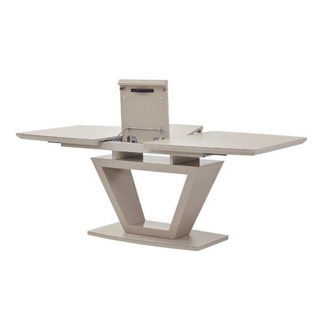 modern-rectangular-high-gloss-extending-dining-table-in-brown-with-stainless-steel-base-160cm