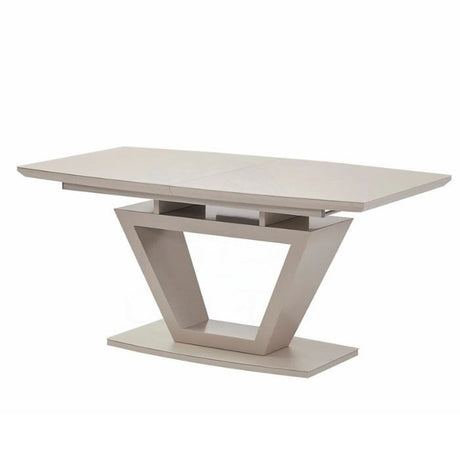 modern-rectangular-high-gloss-extending-dining-table-in-brown-with-stainless-steel-base-160cm