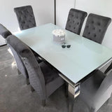 Classic-4-8-Seater-white-glass-dining-table-rectangular-tempered-glass-top-stainless-steel-curved-legs